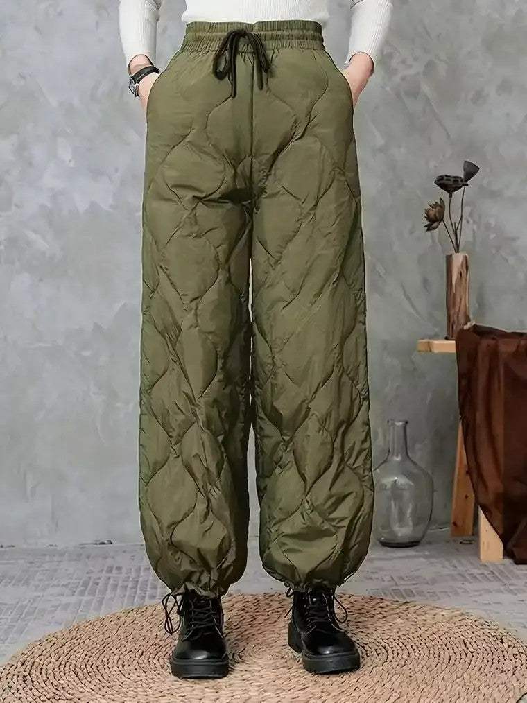 Women's High-Waist Quilted Winter Pants