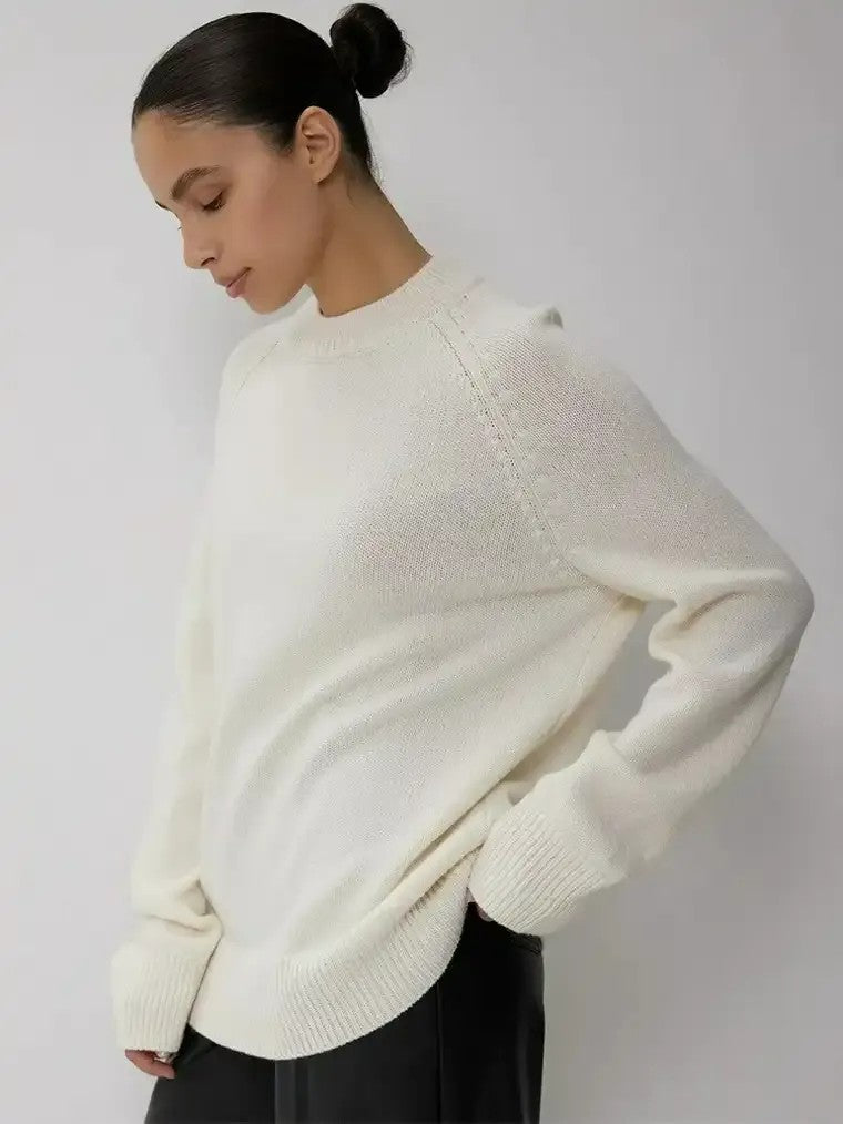 Women's High Crewneck Sweater with Raglan Sleeves