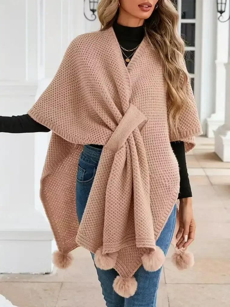 Women's Knitted Poncho Cardigan