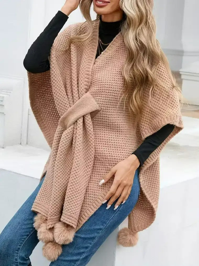 Women's Knitted Poncho Cardigan
