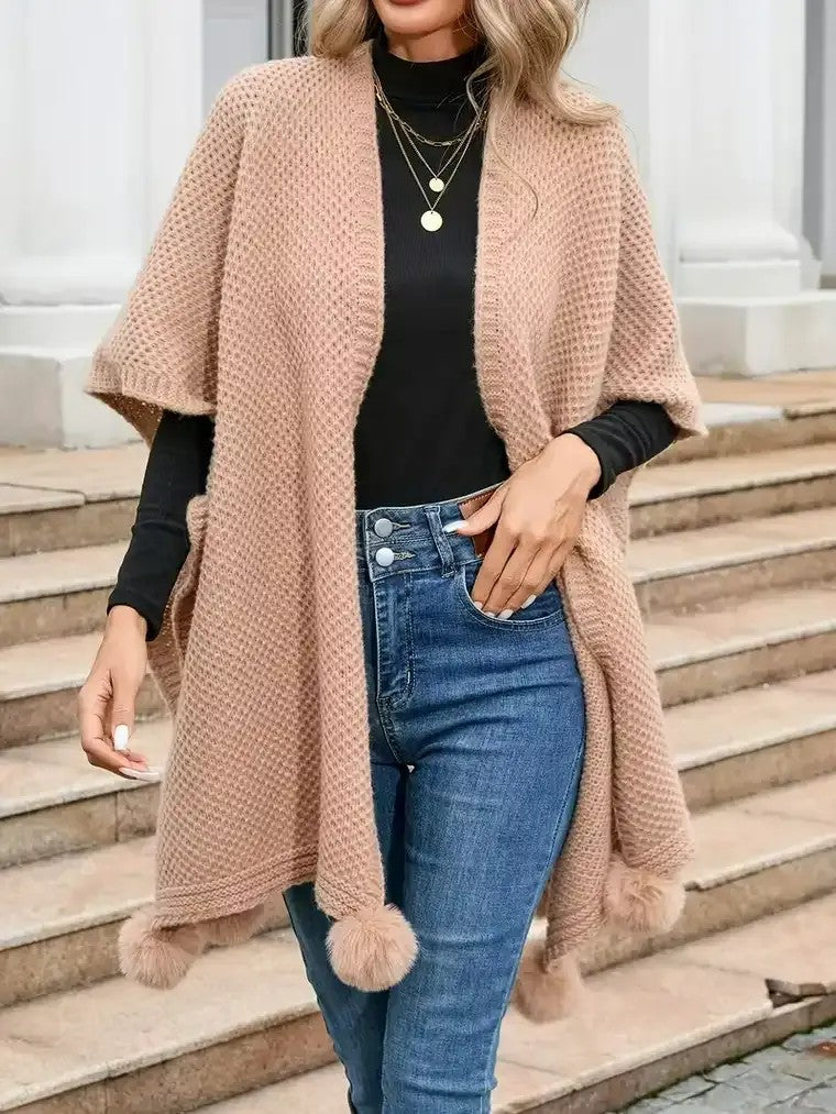 Women's Knitted Poncho Cardigan