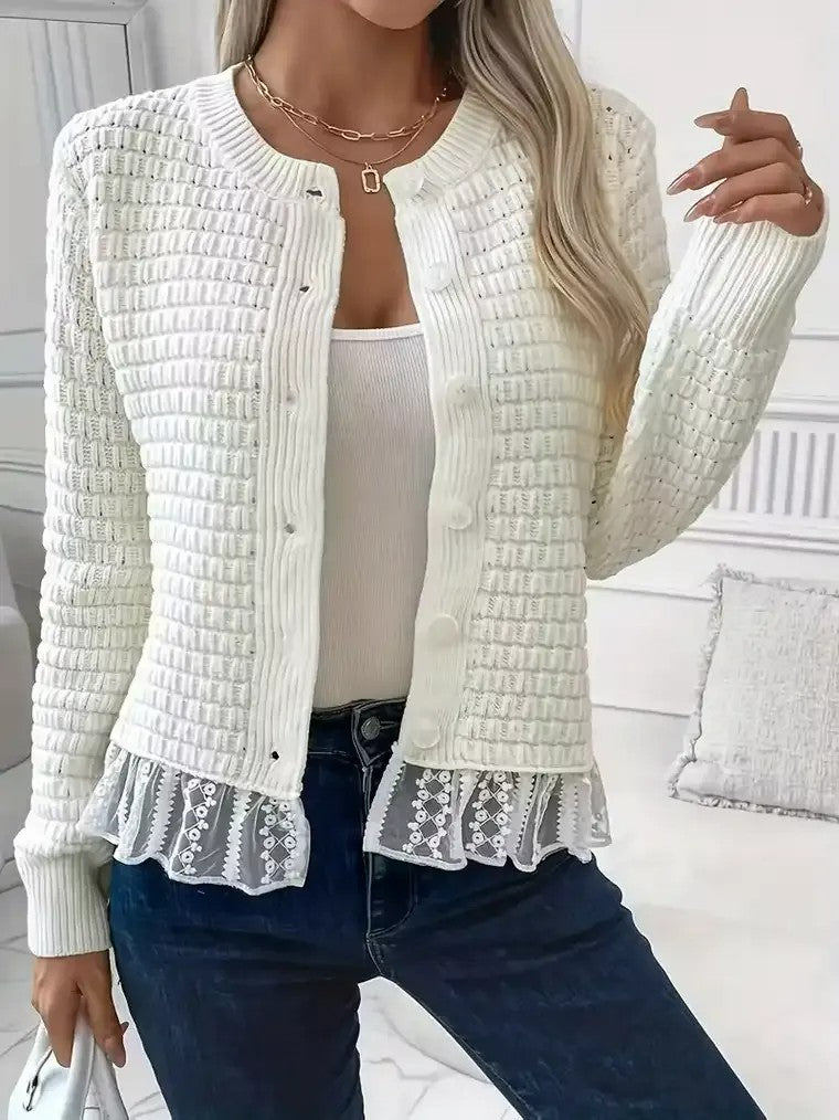 Women's Lace Trim Knit Cardigan