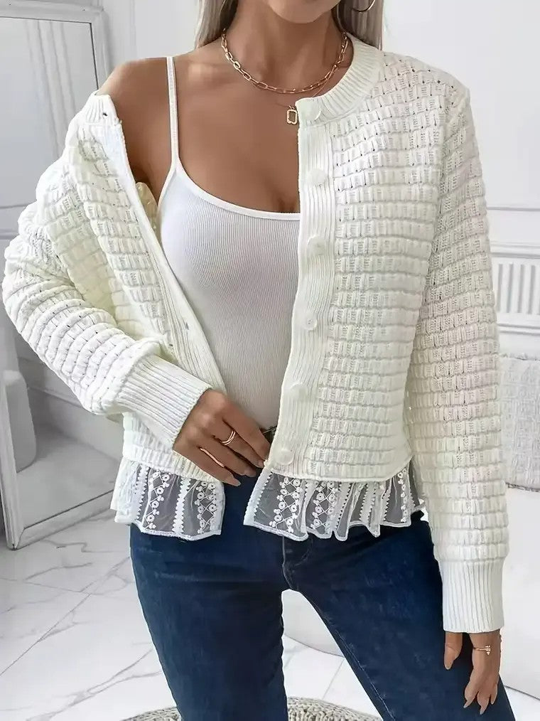 Women's Lace Trim Knit Cardigan