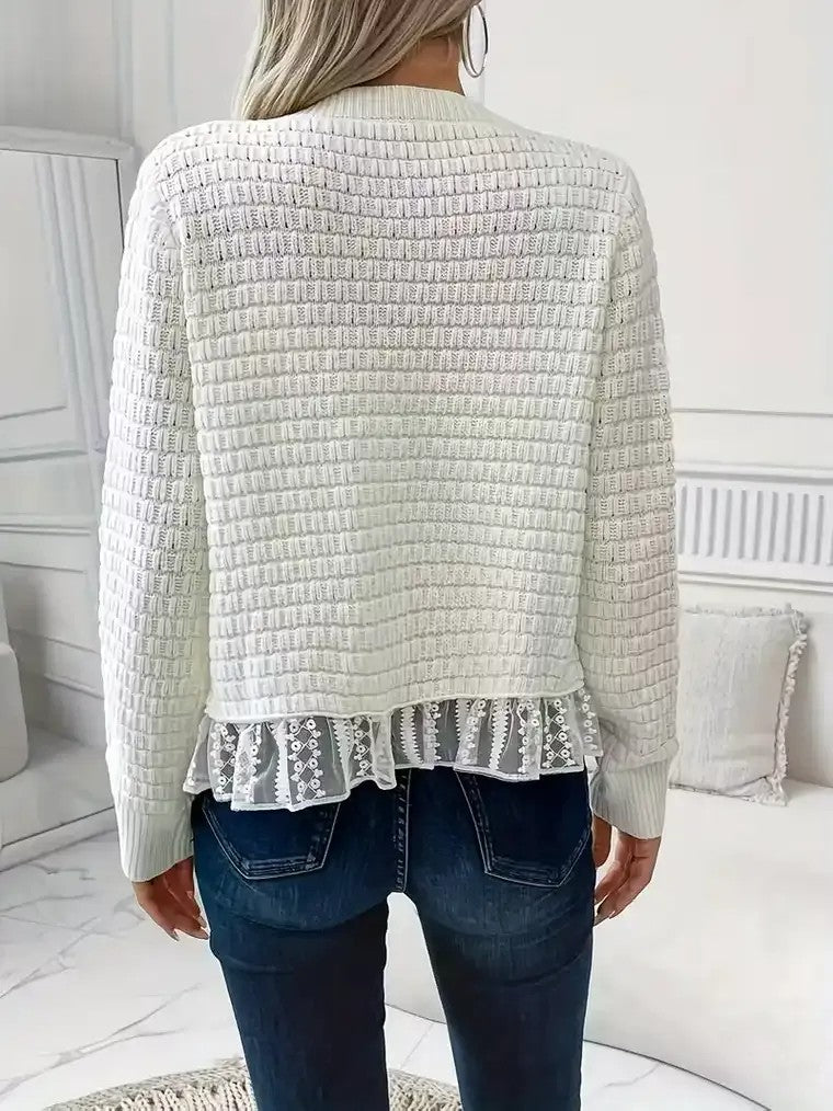 Women's Lace Trim Knit Cardigan