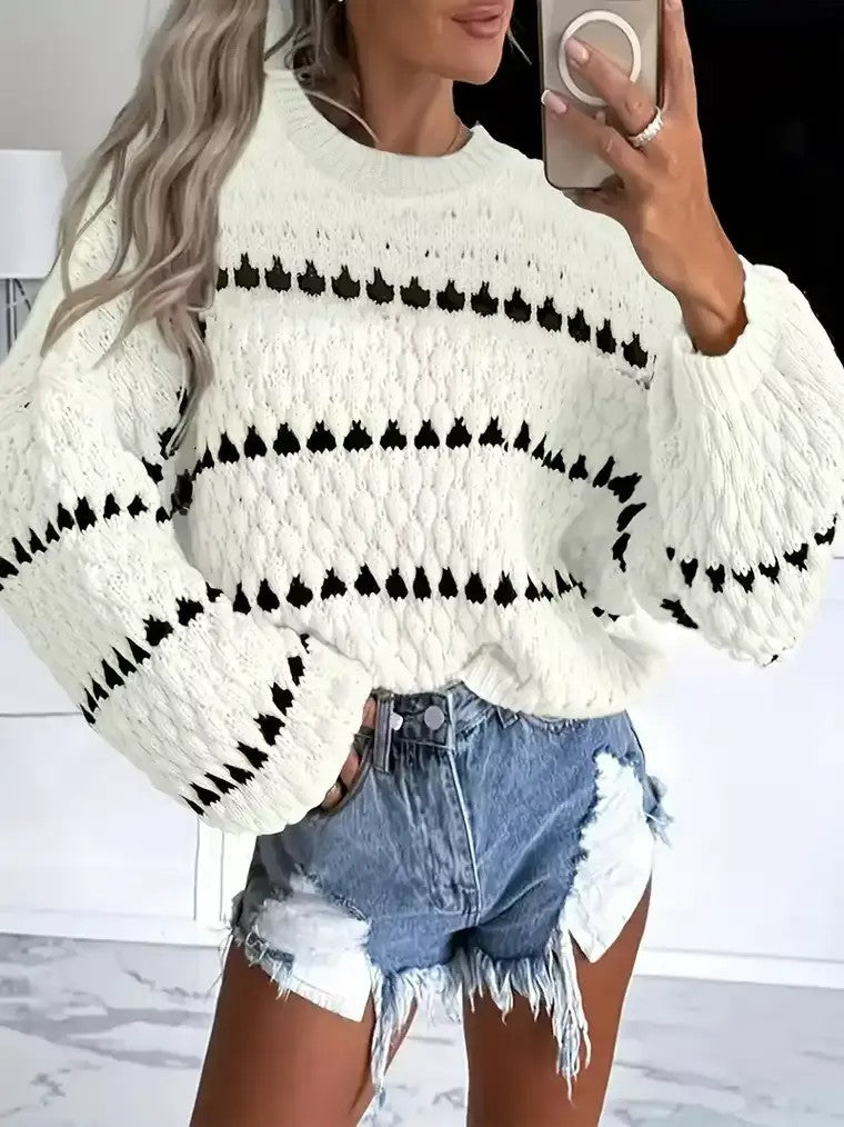 Women's Lantern Sleeve Cable Knit Sweater