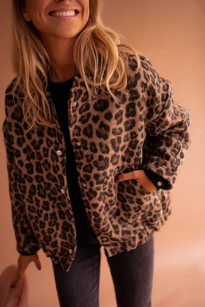 Women's Leopard Print Bomber Jacket