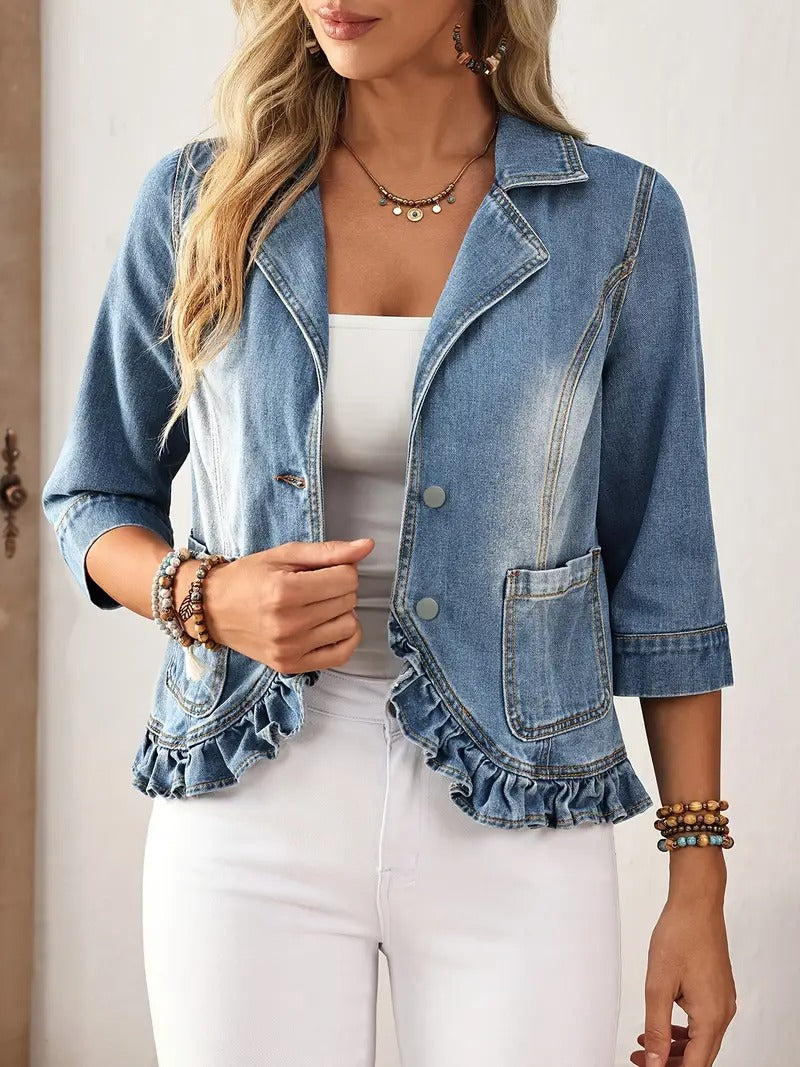 Women's Light-Wash Blue Denim Jacket