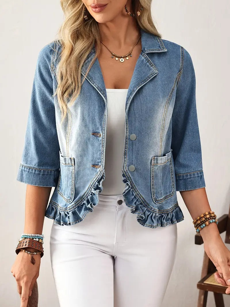 Women's Light-Wash Blue Denim Jacket