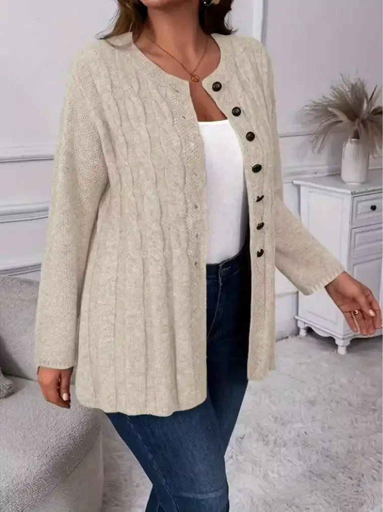 Women's Long Sleeve Cable Knit Cardigan
