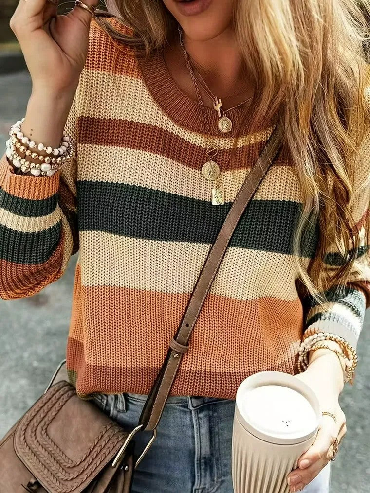Women's Multicoloured Striped Sweater