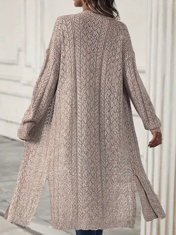 Women's Open-Front Cardigan with Side Slits