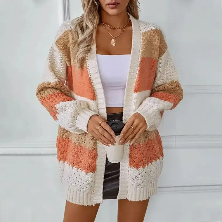Women's Open-Front Colour-Block Cardigan
