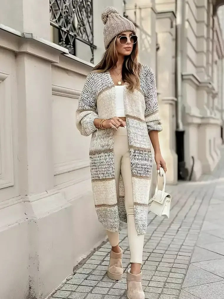 Women's Open-Front Striped Cardigan