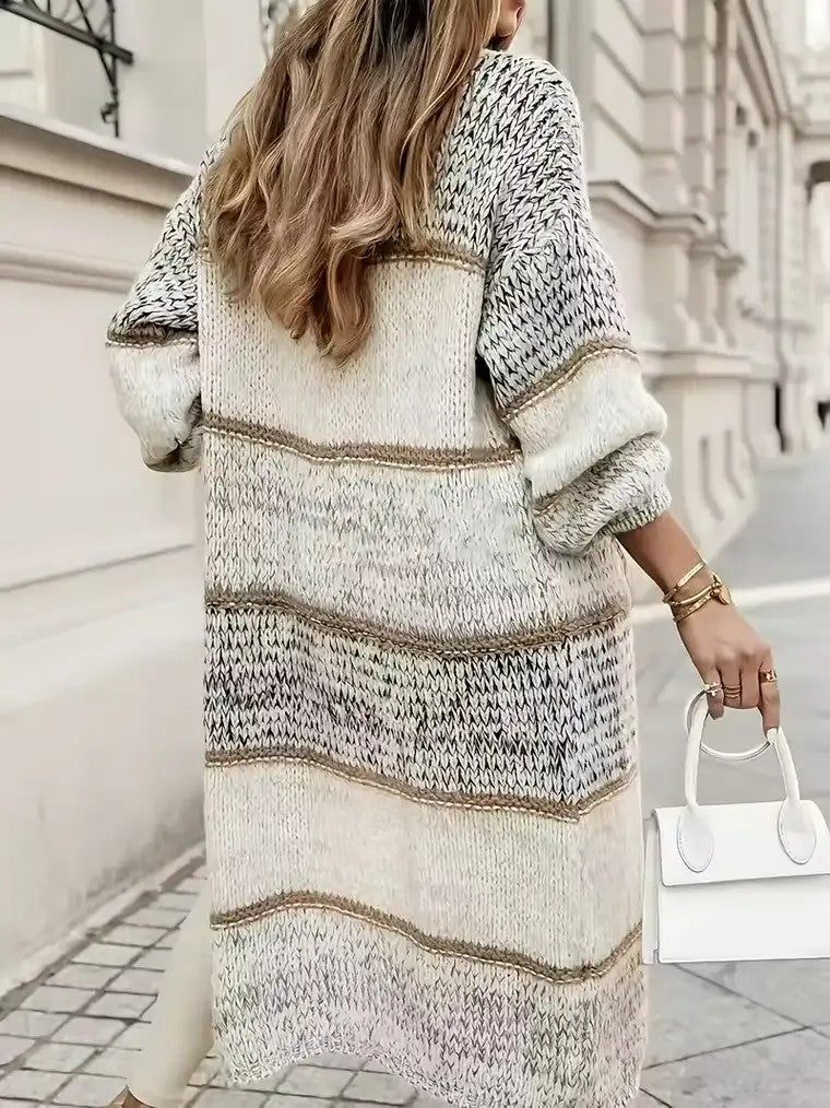 Women's Open-Front Striped Cardigan