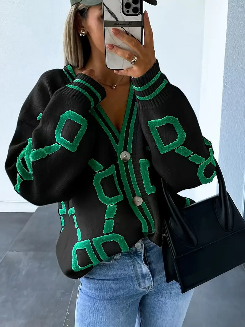 Women's Patterned Long Sleeves Cardigan