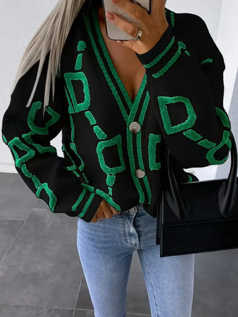 Women's Patterned Long Sleeves Cardigan