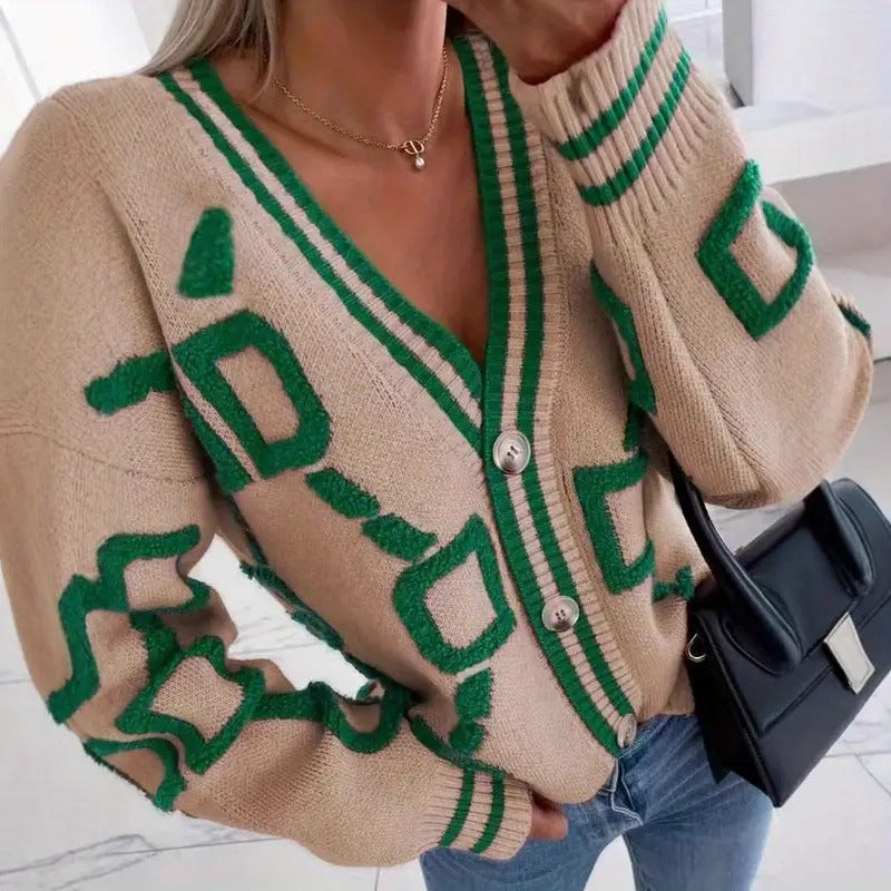 Women's Patterned Long Sleeves Cardigan