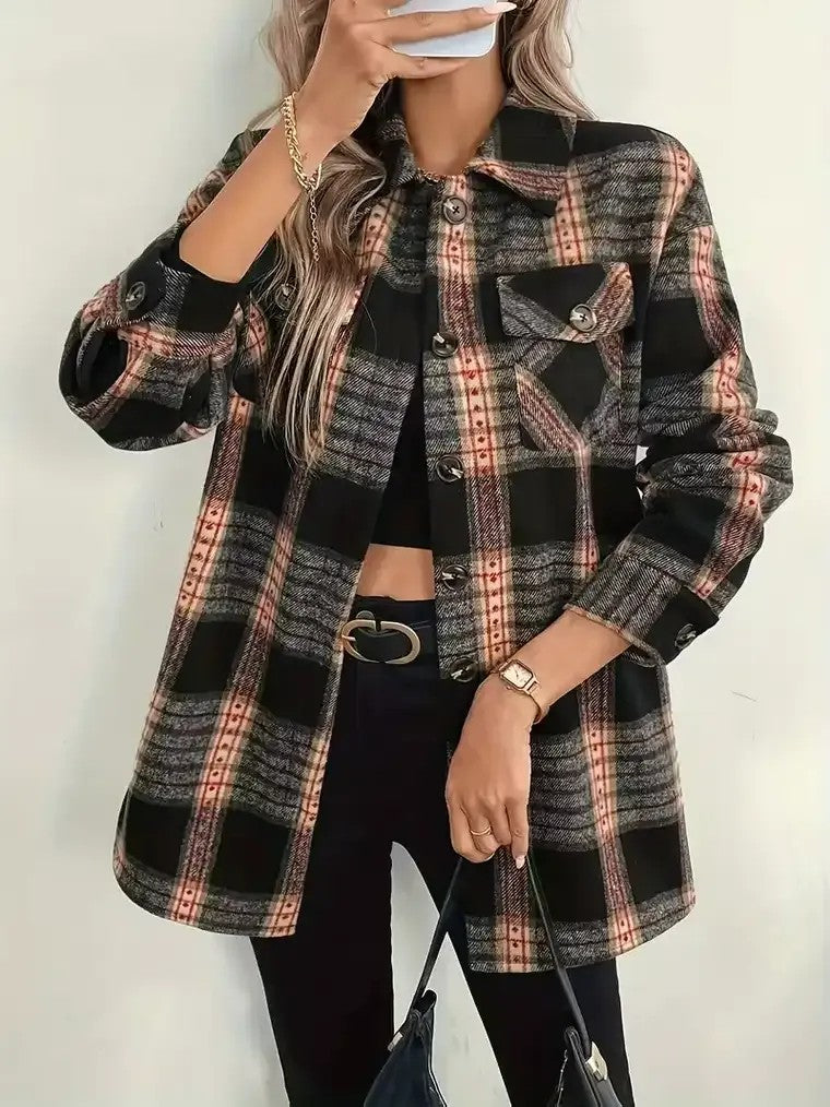 Women's Plaid Shirt Jacket