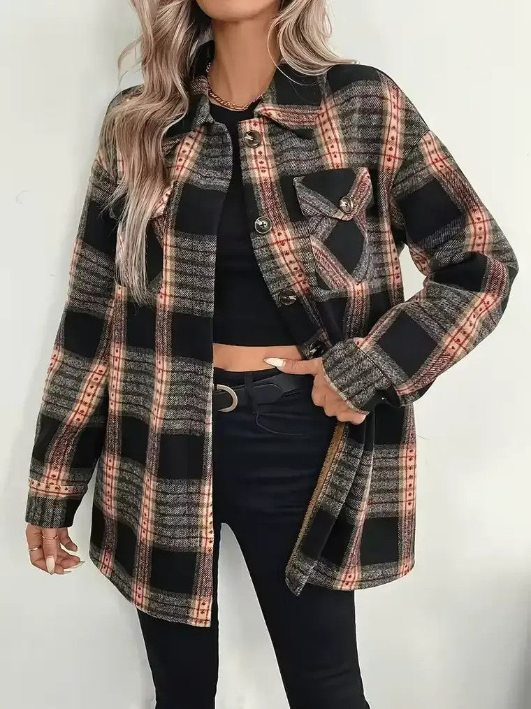 Women's Plaid Shirt Jacket
