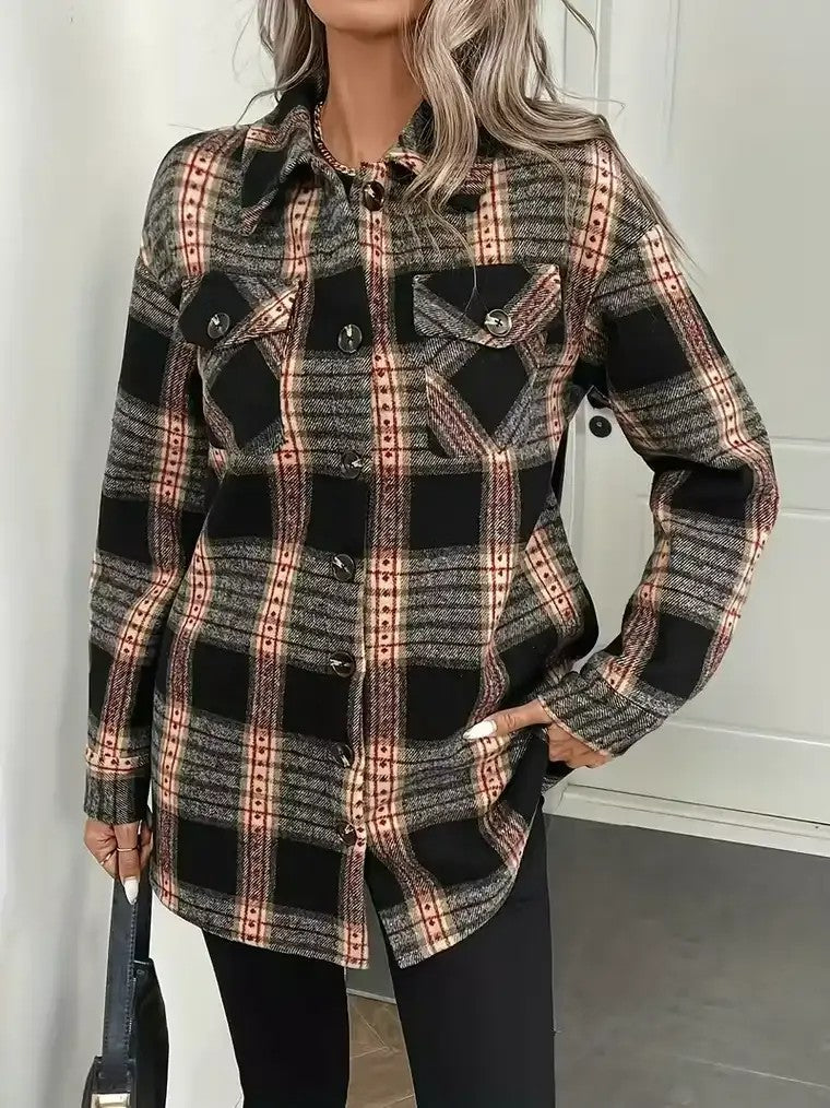 Women's Plaid Shirt Jacket