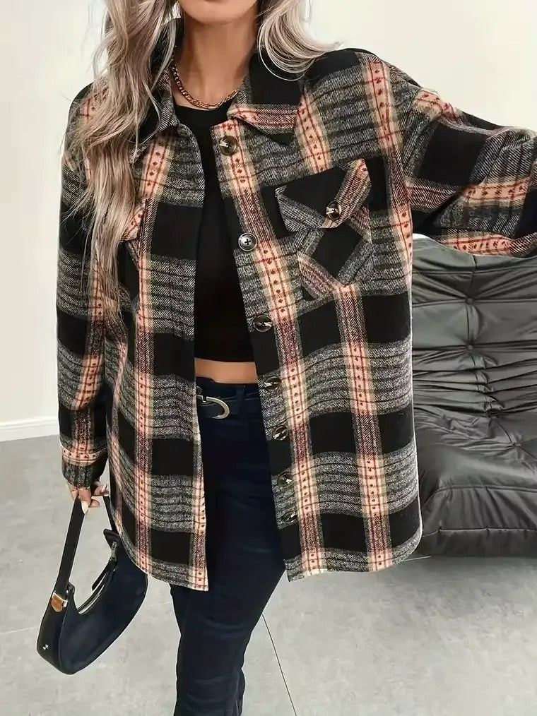 Women's Plaid Shirt Jacket