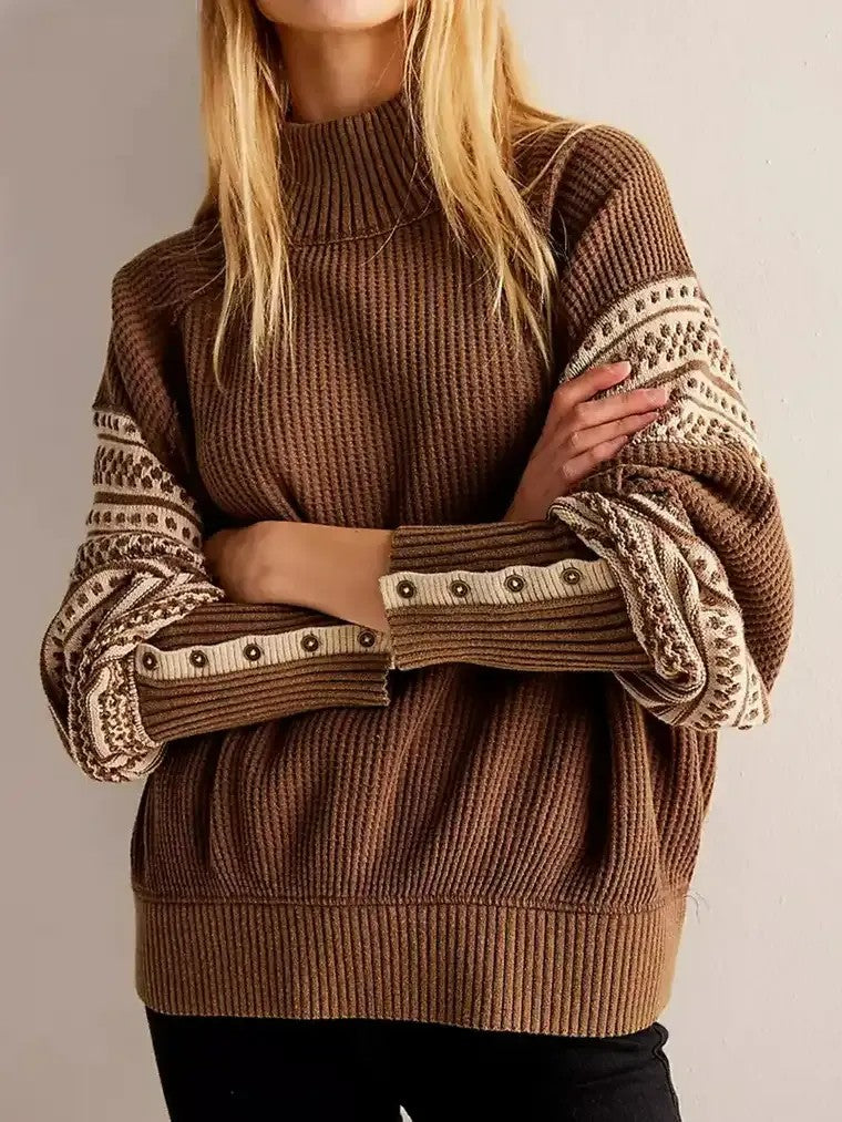 Women's Raglan Sleeves Waffle-Knit Sweater