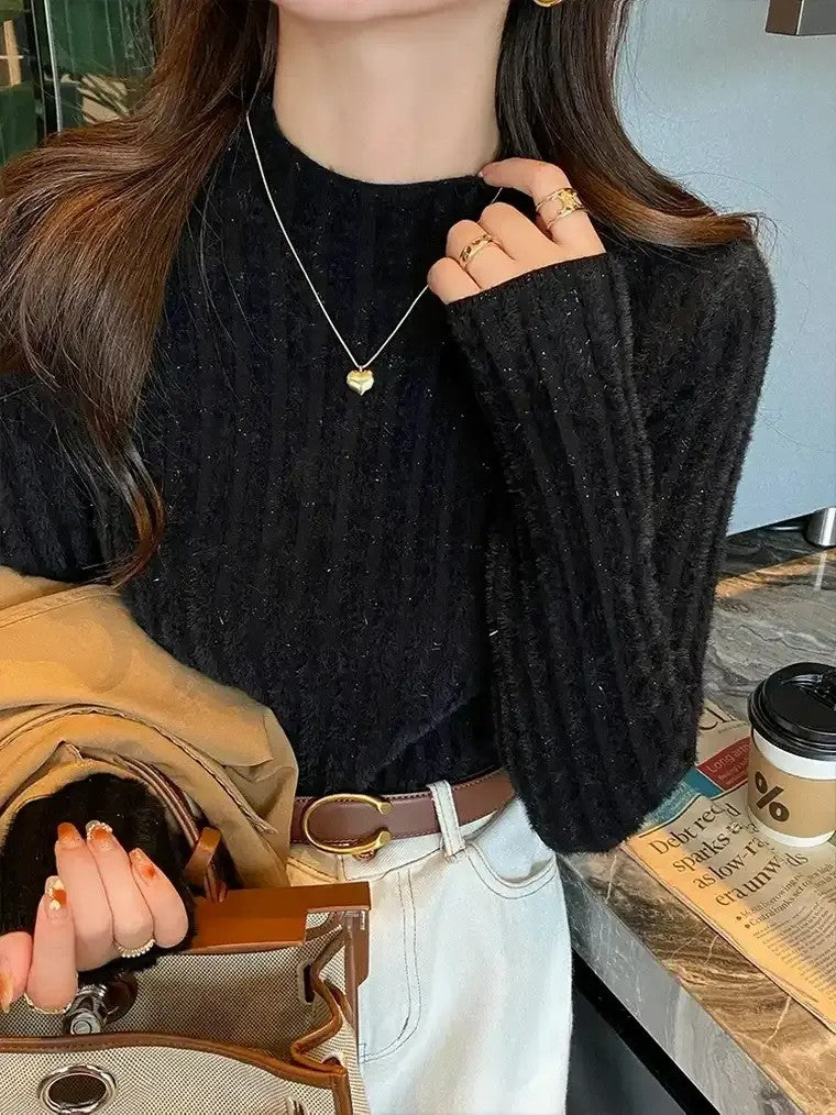 Women's Ribbed High-Neck Sweater