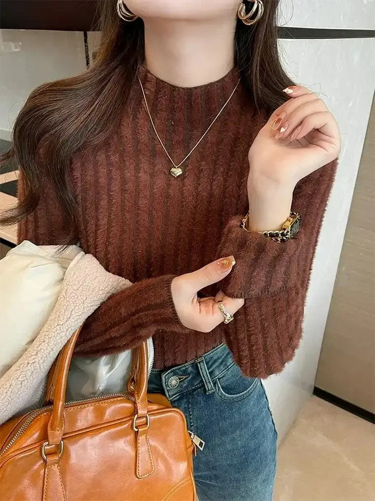 Women's Ribbed High-Neck Sweater
