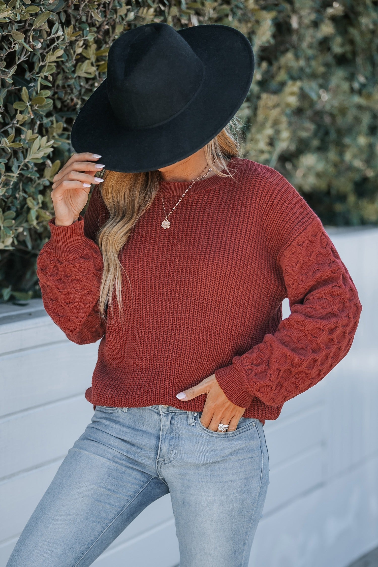 Women's Rust-Colored Crewneck Jumper