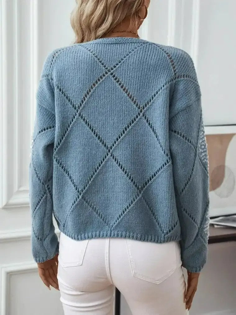 Women's Sequin Diamond Knit Sweater