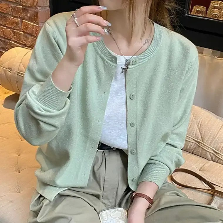 Women's Single-Breasted Button-Front Cardigan