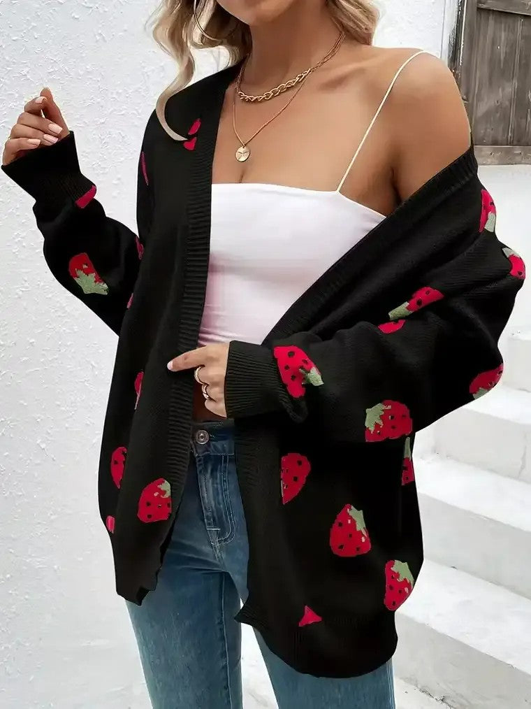 Women's Strawberry Print Cardigan