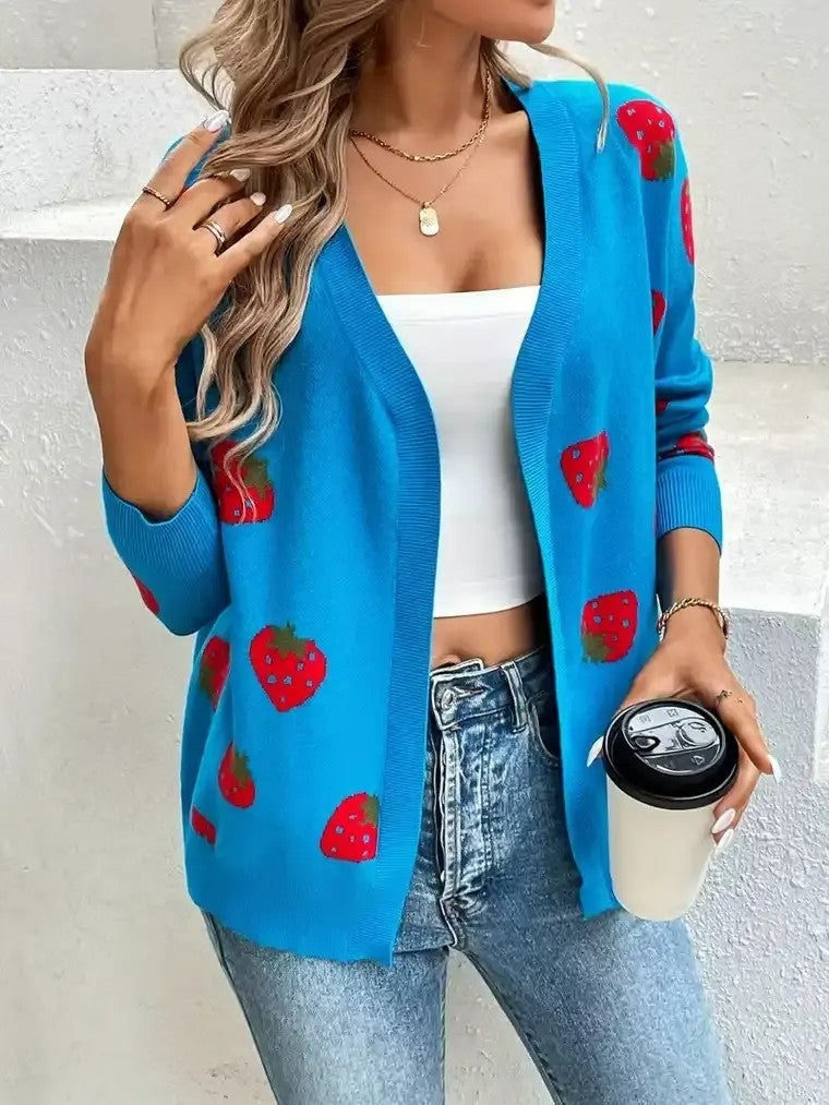 Women's Strawberry Print Cardigan