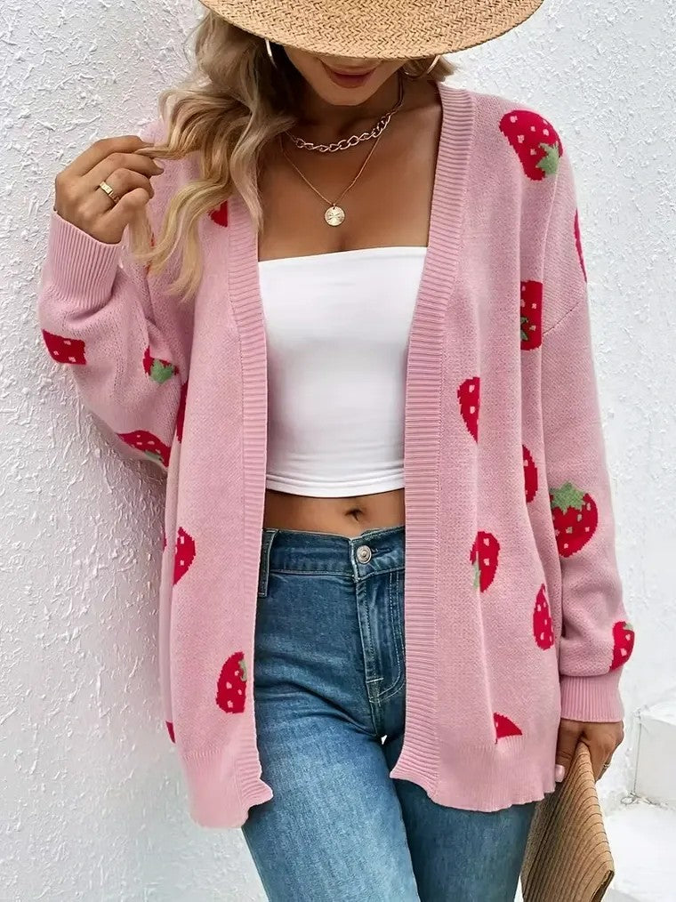 Women's Strawberry Print Cardigan
