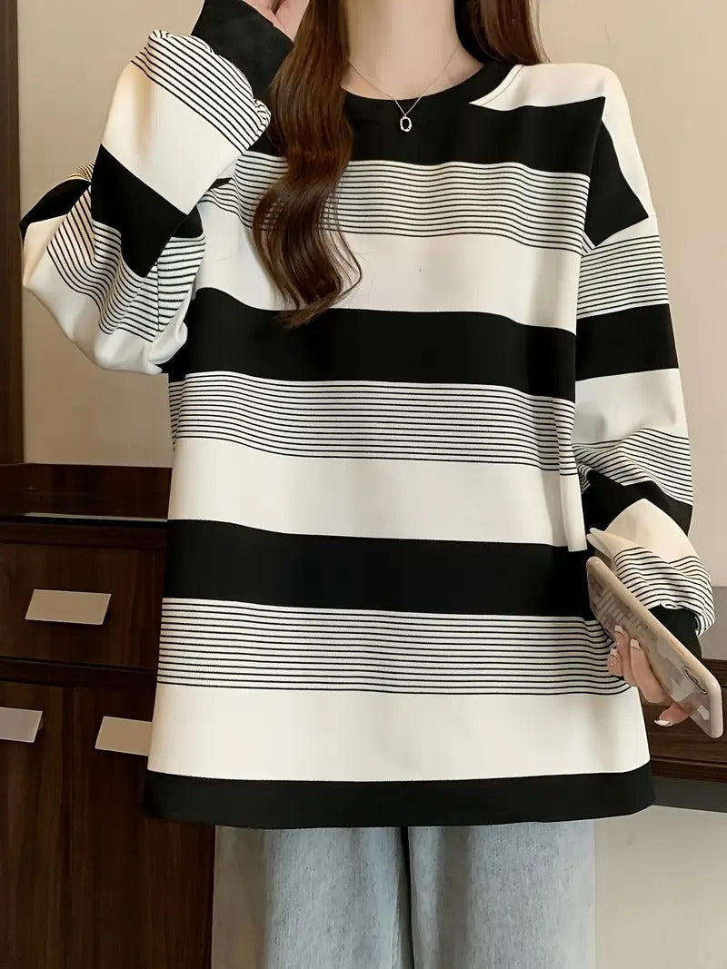 Women's Striped Long Sleeves Knit Sweater