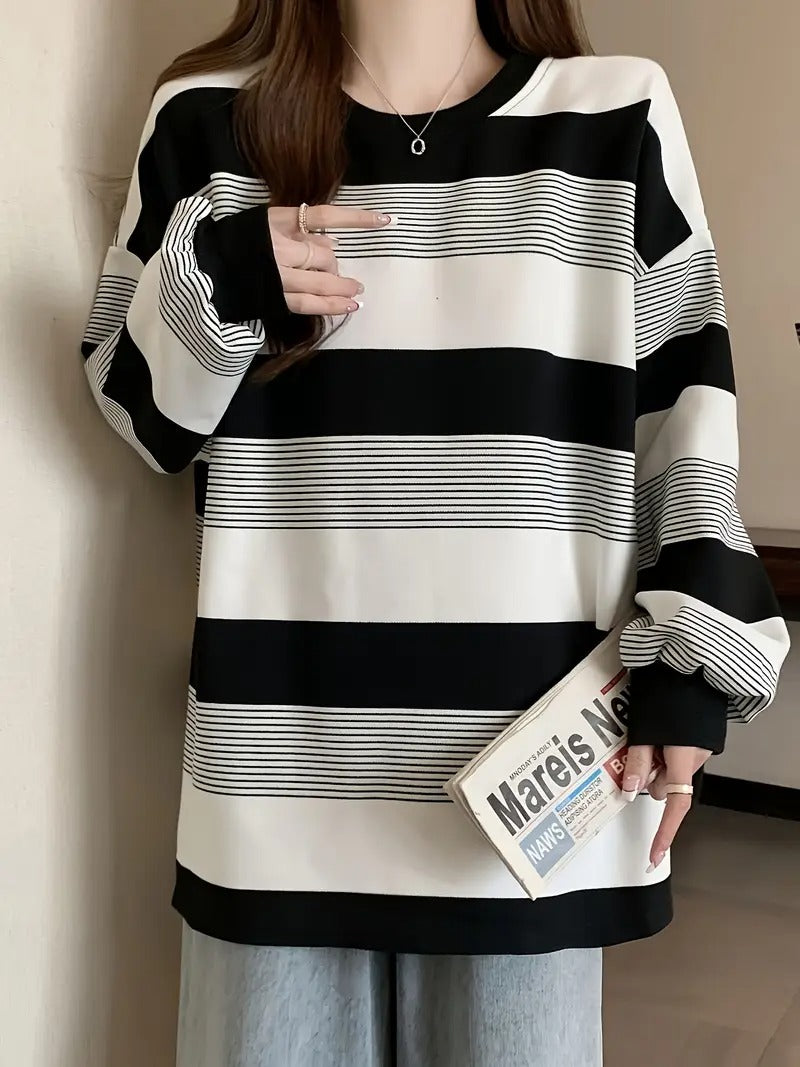 Women's Striped Long Sleeves Knit Sweater