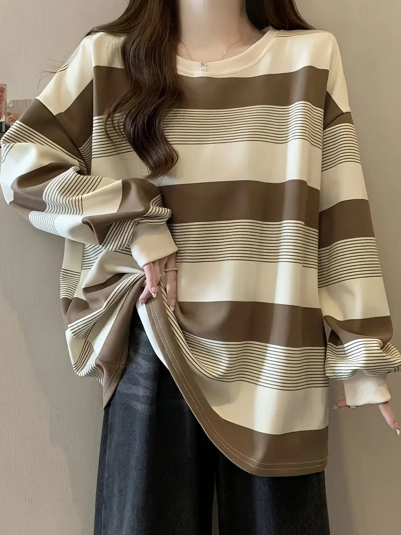 Women's Striped Long Sleeves Knit Sweater