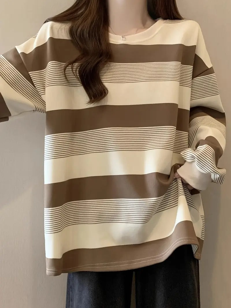 Women's Striped Long Sleeves Knit Sweater