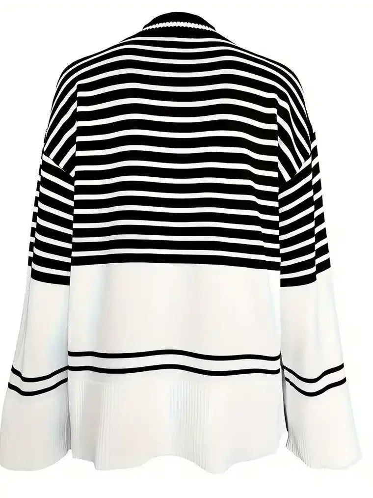 Women's Striped Mock Turtleneck Sweater