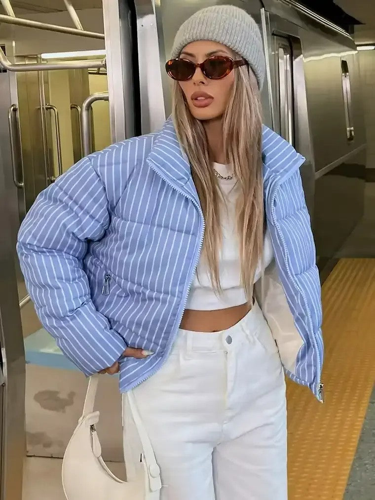 Women's Striped Puffer Jacket