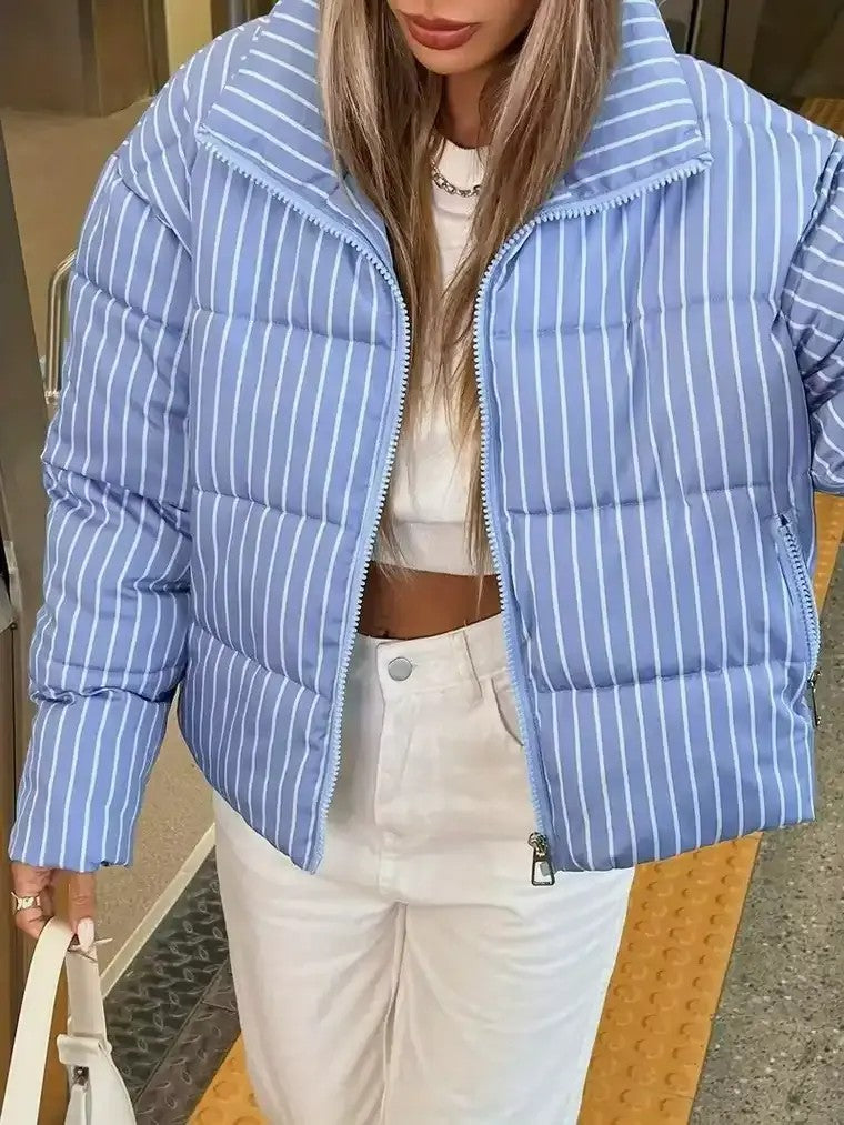 Women's Striped Puffer Jacket
