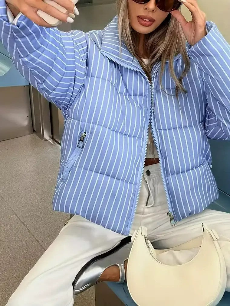Women's Striped Puffer Jacket