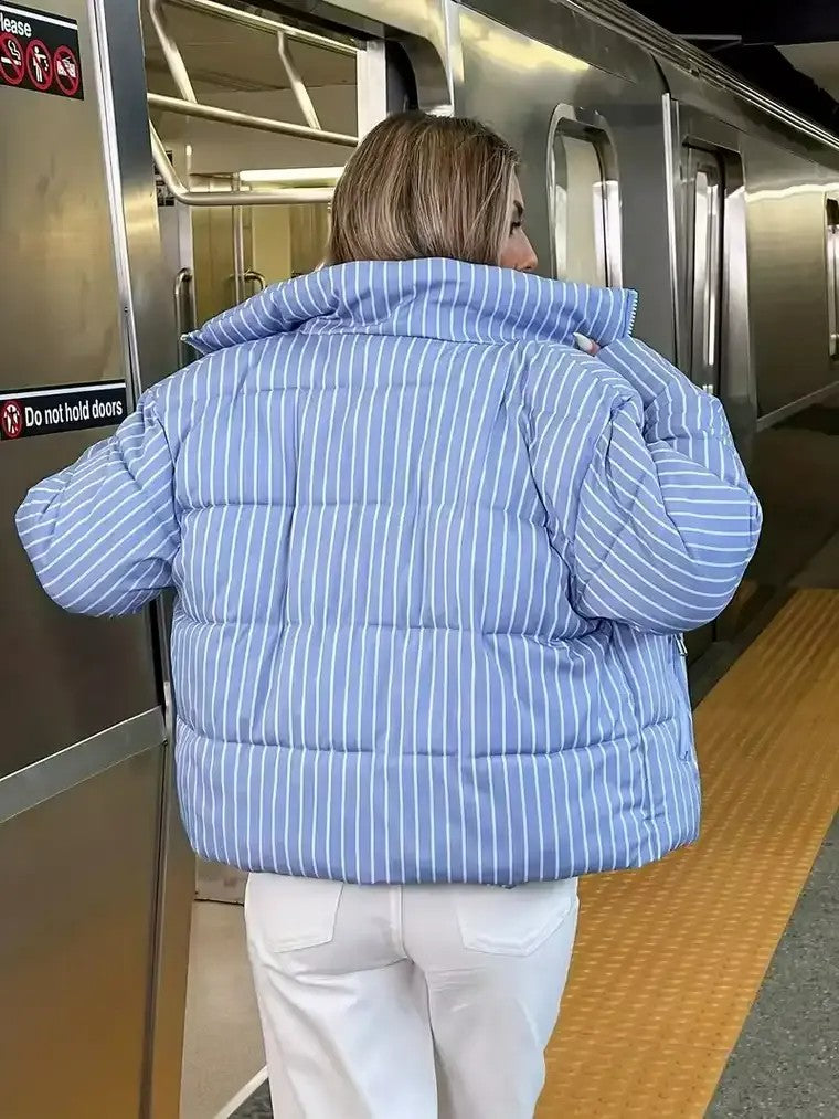 Women's Striped Puffer Jacket