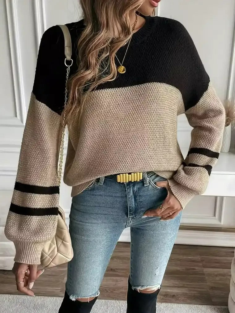 Women's Two-Tone Crewneck Sweater