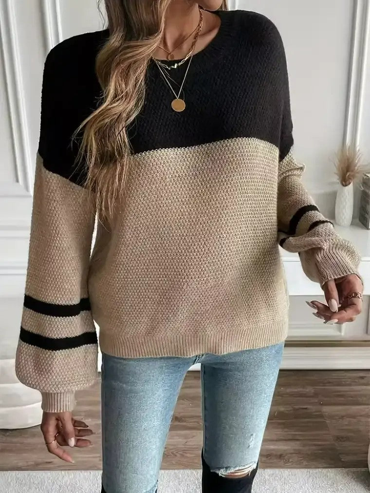 Women's Two-Tone Crewneck Sweater