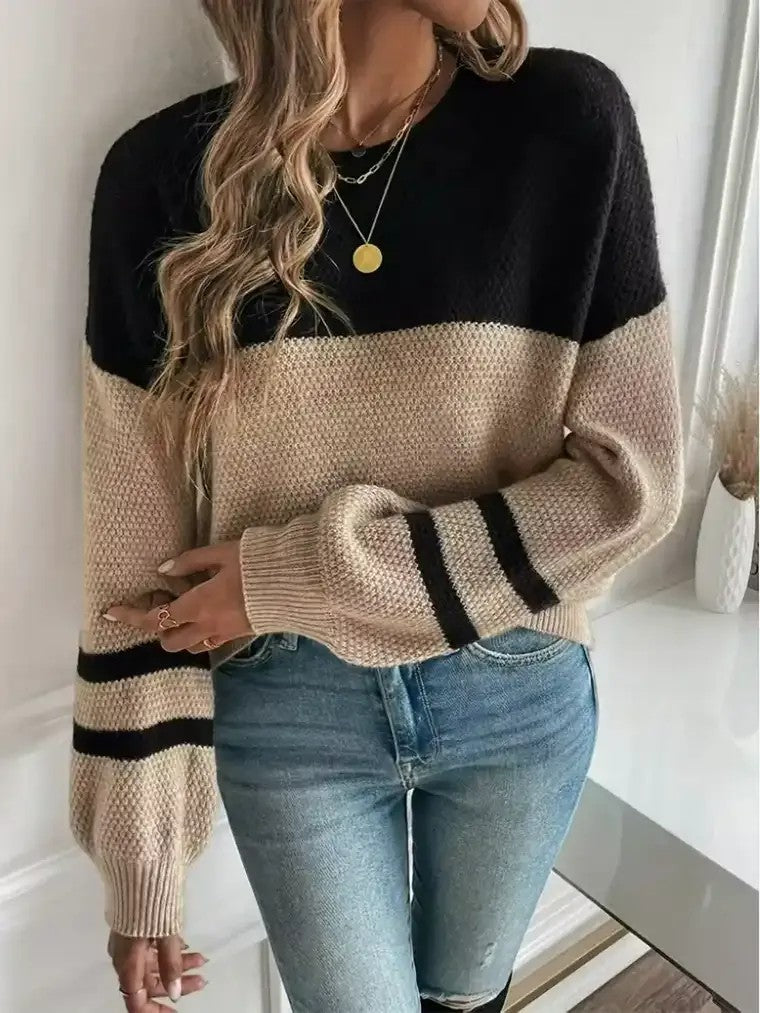 Women's Two-Tone Crewneck Sweater