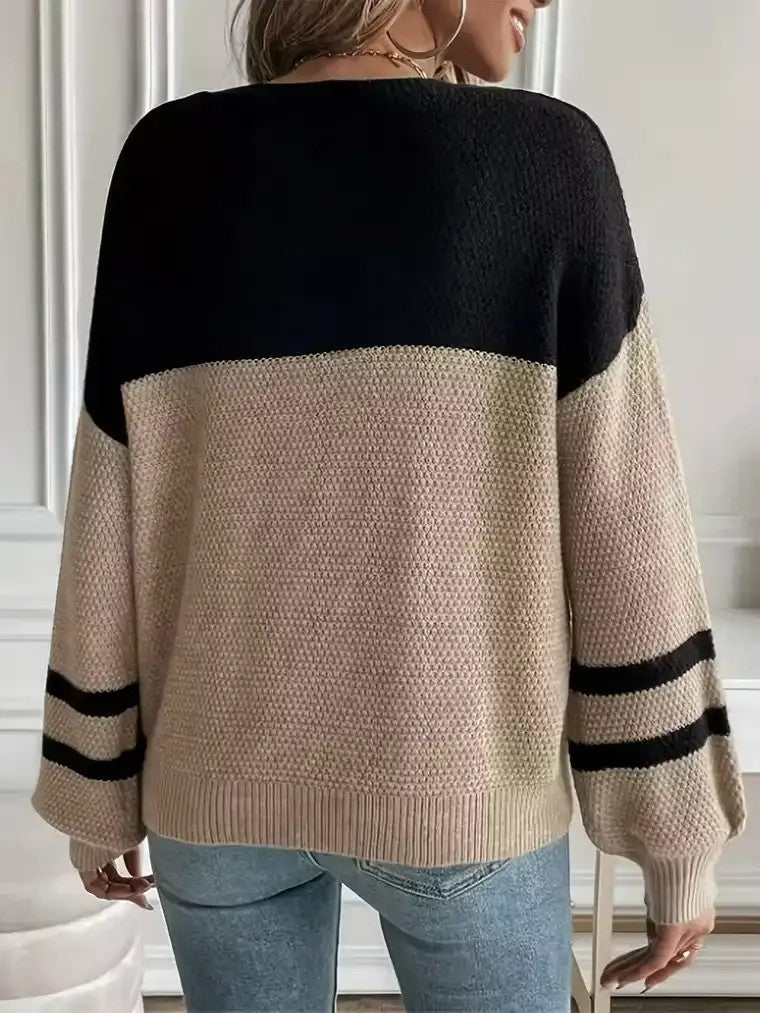 Women's Two-Tone Crewneck Sweater