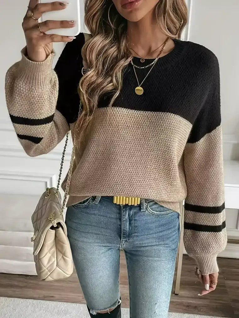 Women's Two-Tone Crewneck Sweater