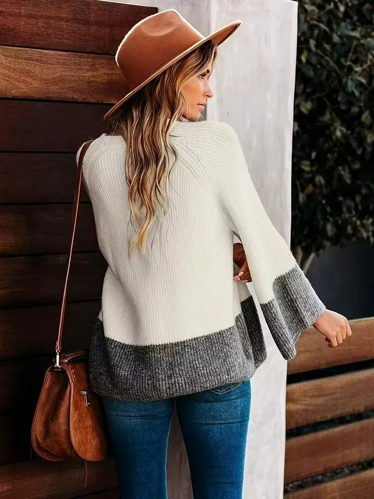 Women's Two-Tone Knit Sweater