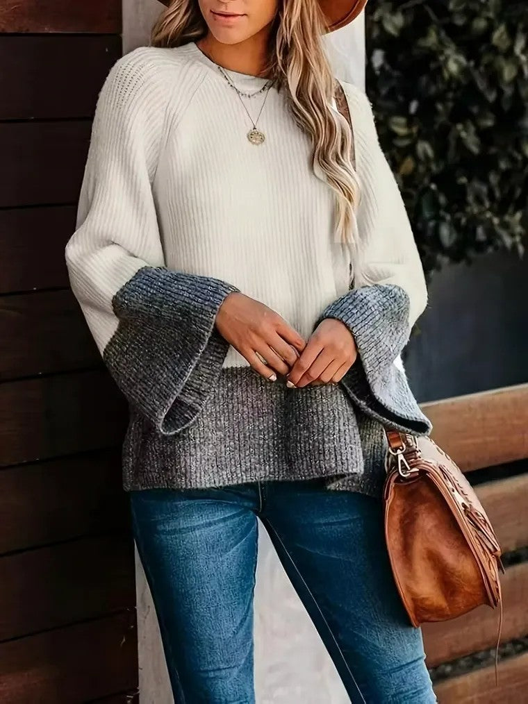 Women's Two-Tone Knit Sweater